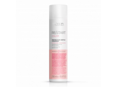 REVLON RE/START™ PROTECTIVE GENTLE CLEANSER dvejopo veikimo sulfatų neturintis plaukų valiklis, padeda subalansuoti galvos odos mikrobiomą ir apsaugo dažytus plaukus nuo oksidantų, 250 ML